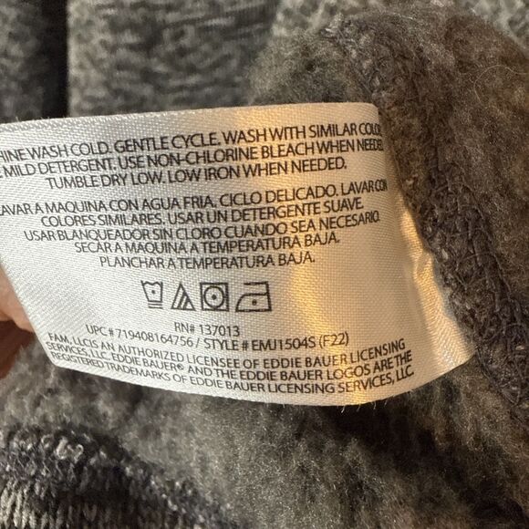 Eddie Bauer Mens‎ 1/4 Zip Sweater Pullover Gray Green Fleece Lined Size XXL Gorp - Picture 7 of 9